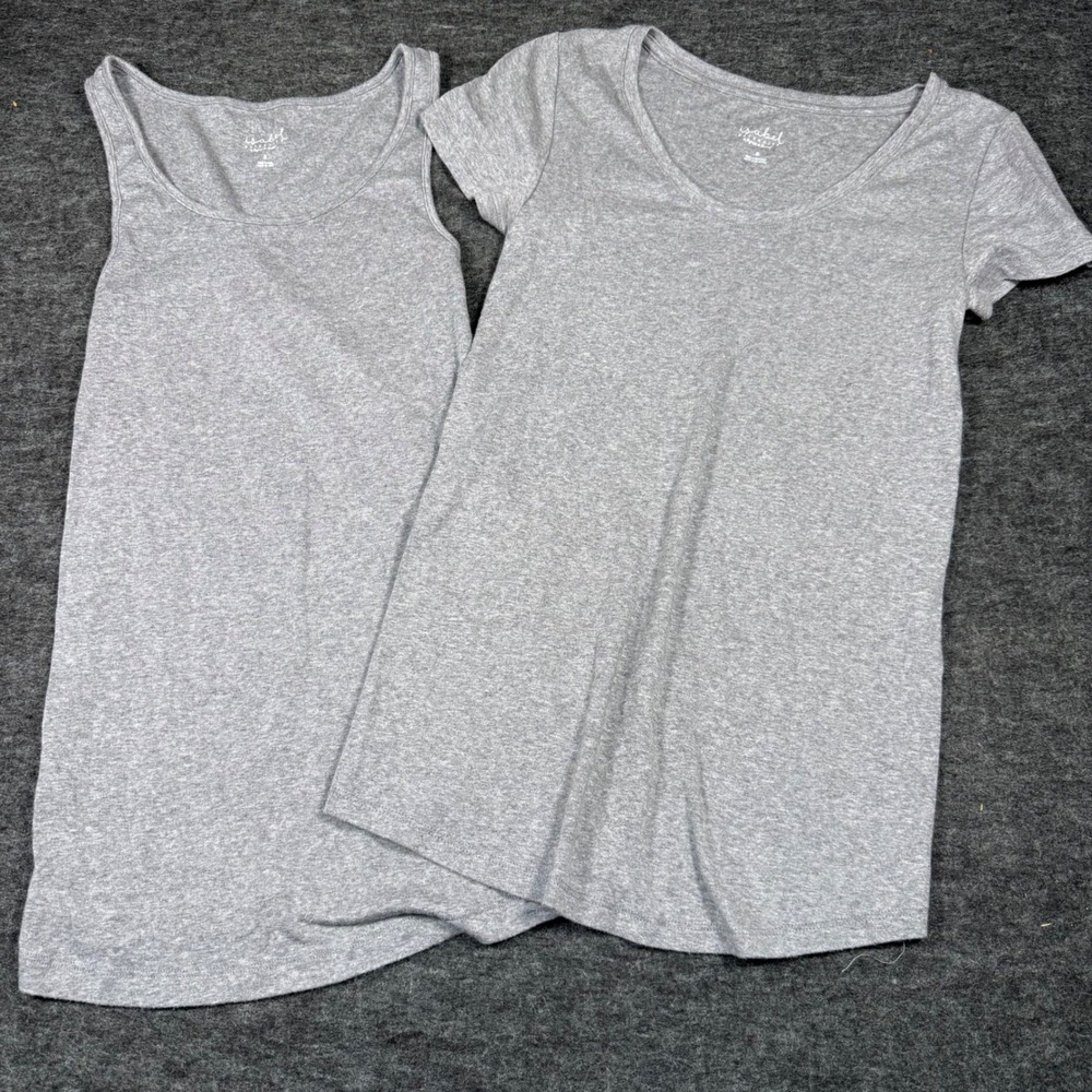 Isabel Maternity Ingrid & Isabel Gray Pima Cotton Tee and Tank Set Size S